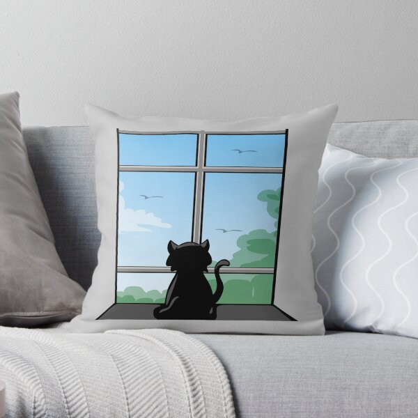 Window Cat Throw Pillow