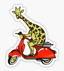 Giraffe Riding A Moped Sticker