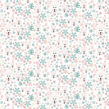 Artwork thumbnail, A Cute pattern with Sheep  and flowers by vectormarketnet