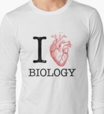 I Love Heart Biology T Shirt - Love Science Long Sleeve T-Shirt