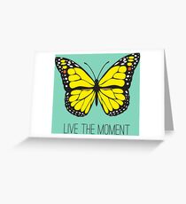 Live The Moment Inspirational Girly Butterfly Design Greeting Card
