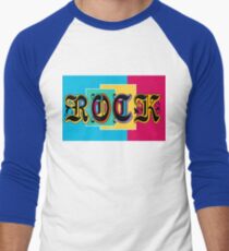 Colorful Happy Cool Rock Music Graphic Design Men's Baseball ¾ T-Shirt
