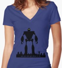 Iron Giant - Choose Who You are Women's Fitted V-Neck T-Shirt