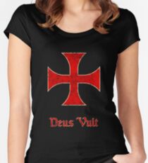 Deus Vult Crusader Templar Cross Women's Fitted Scoop T-Shirt