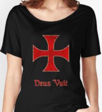 Camiseta ancha Deus Vult Crusader Templar Cross