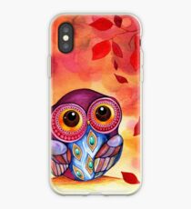 Owl's First Fall Leaf iPhone Case
