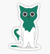 Cat Turquoise Paint Spill Cartoon Graphic Vector Sticker