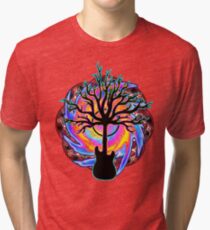 "Psychedelic Sonic Cyclone" ( surreal guitar tree art) Tri-blend T-Shirt