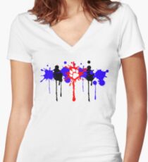 Puppy Pride Splash Women's Fitted V-Neck T-Shirt