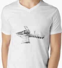 zipper railway Men's V-Neck T-Shirt