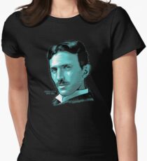 Nikola Tesla Portrait Science Electrical Women's Fitted T-Shirt