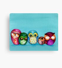 Fabric Owl Family Canvas Print