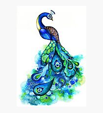 Peacock Watercolor Photographic Print