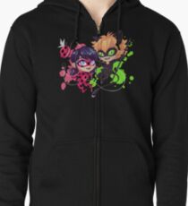 Chibi Time! Ladybug & Cat Noir Zipped Hoodie