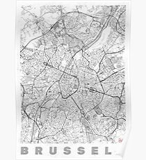 Brussels Map Line Poster
