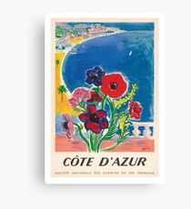 1947 Cote d'Azur French Riviera Vintage World Travel Poster Canvas Print