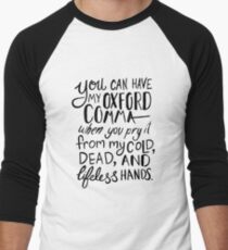 Oxford Komma Grammar Joke - schwarze Beschriftung Baseballshirt für Männer