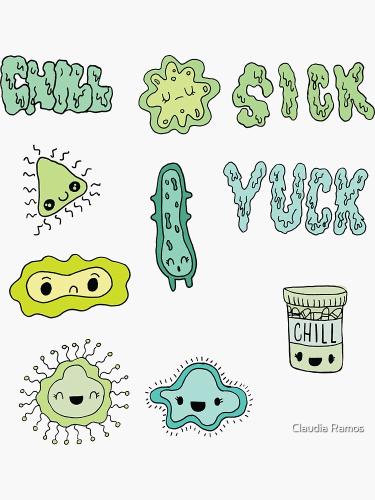 "Cute Sick Germs" Sticker by claudiaramos Redbubble