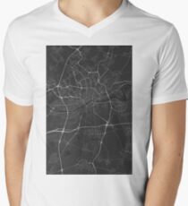 Frankfurt, Germany Map. (White on black) Men's V-Neck T-Shirt