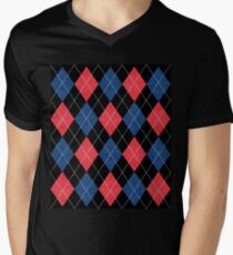 ARGYLE RED AND BLUE Men's V-Neck T-Shirt
