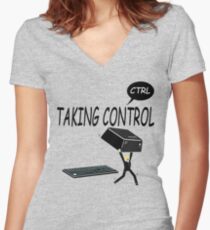 Taking Ctrl Women's Fitted V-Neck T-Shirt