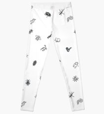 Line and glyph gray insects in seamless pattern Leggings