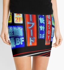 Neon Japanese Signs Mini Skirt