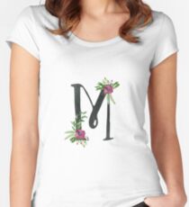 Monogram M with Floral Wreath Fitted Scoop T-Shirt