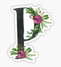 Monogram P with Floral Wreath Sticker