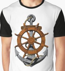 Nautical Ships Wheel And Anchor Graphic T-Shirt