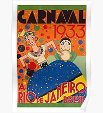 Brazil Carnival 1933 Vintage World Travel Poster by Renato Poster