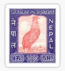 1960 Nepal Satyr Tragopan Postage Stamp Sticker