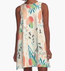 Spring flower pattern, tulips and lilies, 006 A-Line Dress