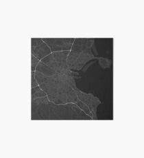 Dublin, Ireland Map. (White on black) Art Board