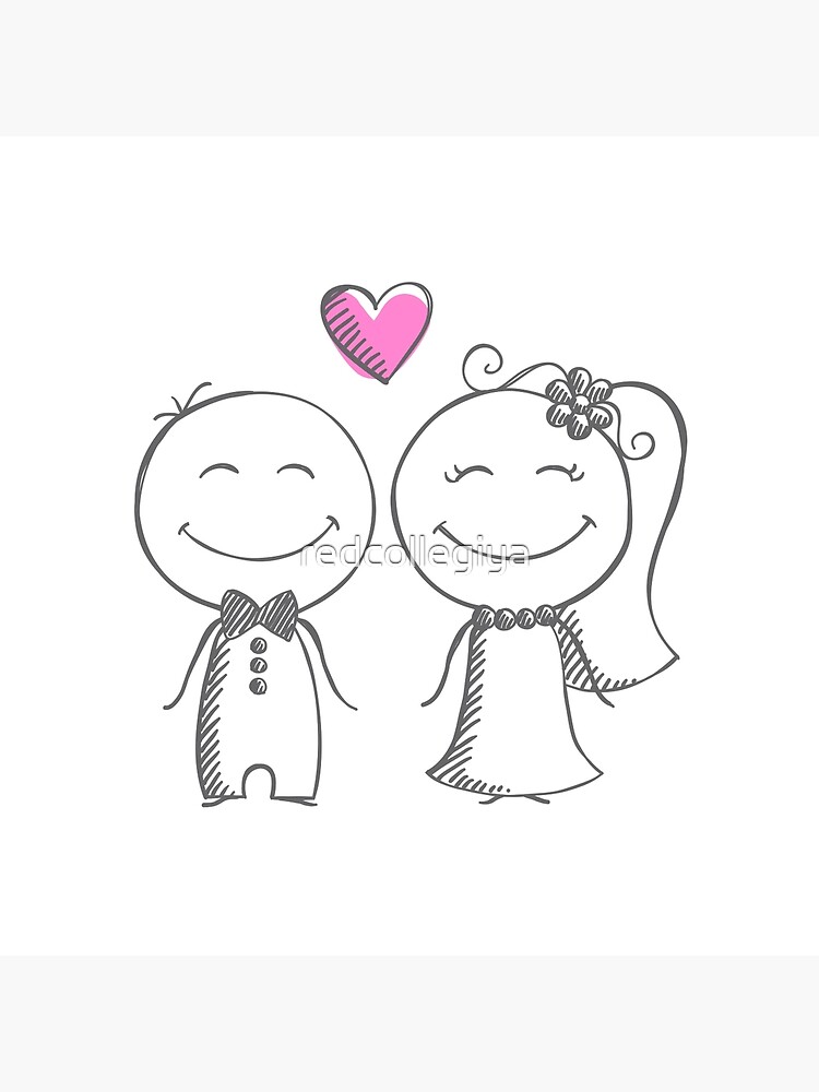 "bride and groom, pencil sketch" Art Print by redcollegiya | Redbubble