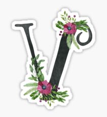 Monogram V with Floral Wreath Sticker