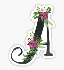 Letter A with Floral Wreath Sticker