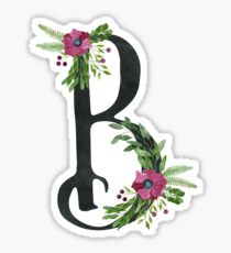 Monogram B with Floral Wreath Sticker