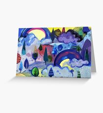 Dreamland - Landscape with Rainbows by Cecca Designs Greeting Card