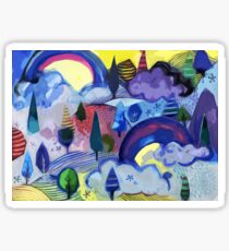 Dreamland - Landscape with Rainbows by Cecca Designs Sticker