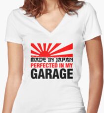 Made In Japan PERFECTED IN MY GARAGE (3) Women's Fitted V-Neck T-Shirt