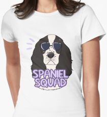 SPANIEL SQUAD (black and white) Women's Fitted T-Shirt