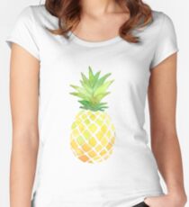 Camiseta entallada de cuello redondo Impresión de piña