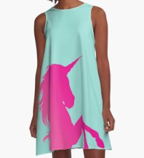 Pink & Teal Unicorn A-Line Dress
