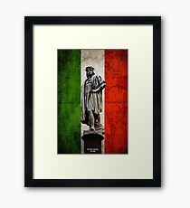 Christopher Columbus Statue with Italian Flag Framed Print