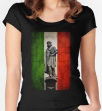 Christopher Columbus Statue with Italian Flag Women's Fitted Scoop T-Shirt