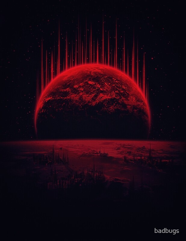 "Lost Home! Colosal Future Sci-Fi Deep Space Scene in diabolic Red" by ...