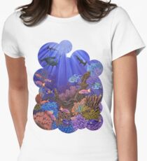 Unterwasser Korallenriff Tailliertes T-Shirt für Frauen