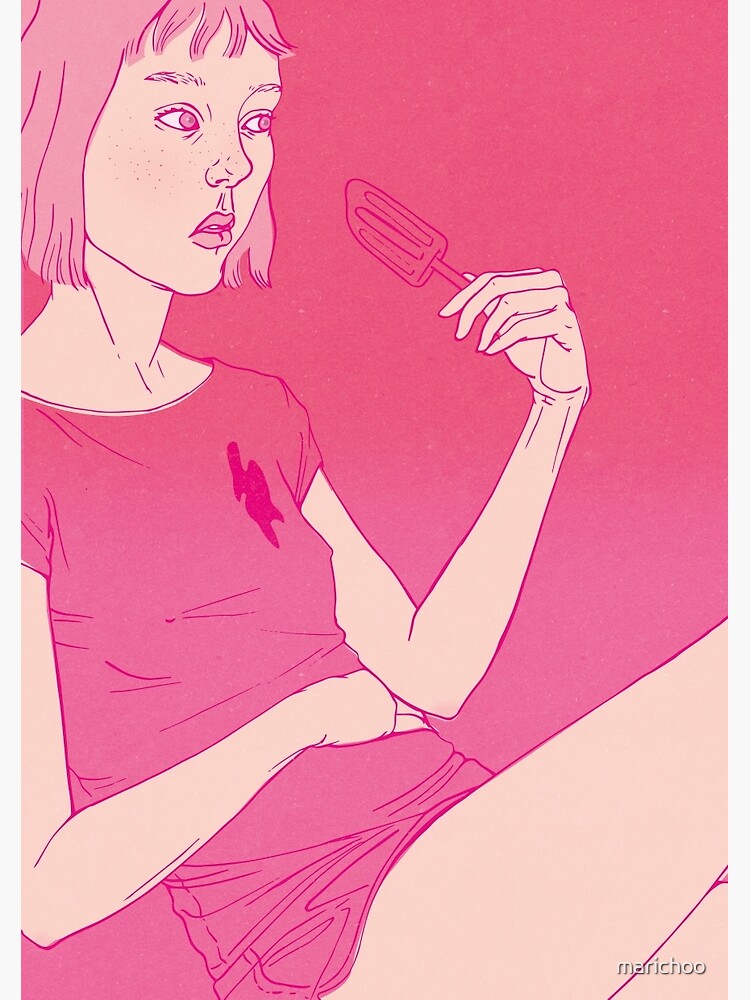 Girl eating an icecream on a hot day by marichoo