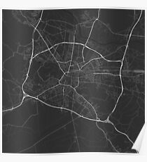 Ljubljana, Slovenia Map. (White on black) Poster